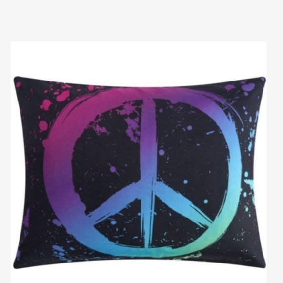 Peace Sign 11pc Comforter Queen bed in a bag/Curtain set🆕FAST📦🏃🏻💨⚡ - Picture 4 of 13